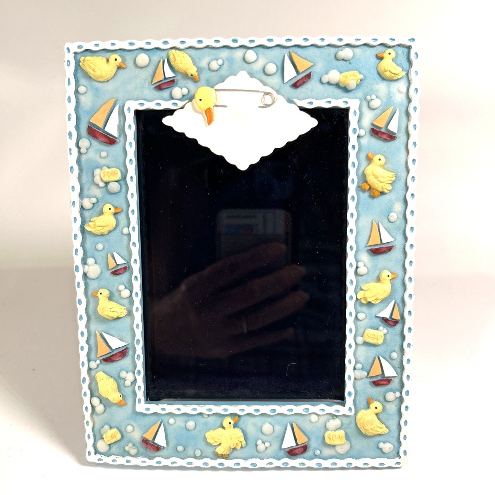 Baby's First Bath Nautical Sailboats Ducks Soap Picture Frame 4x6 Photo